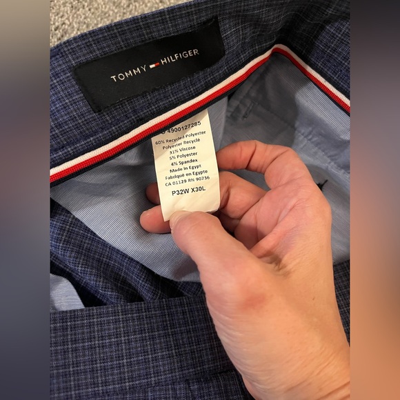 Tommy Hilfiger Men's Blue Patterned Dress Pants - Picture 3 of 4